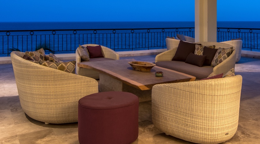 Outside seating during sunset