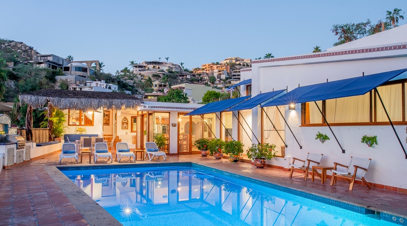 Poolside with patio furniture