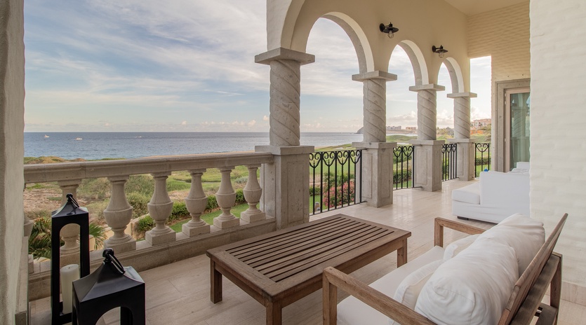 Balcony seating with ocean views