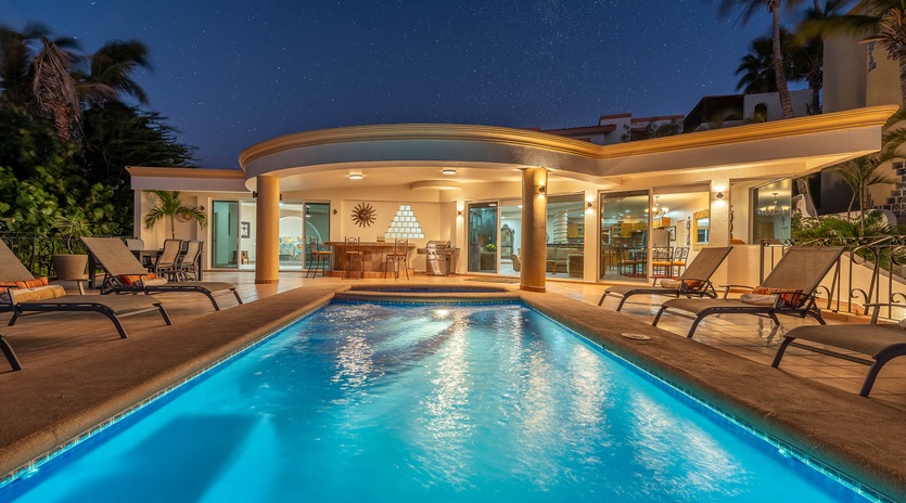 Poolside view of exterior