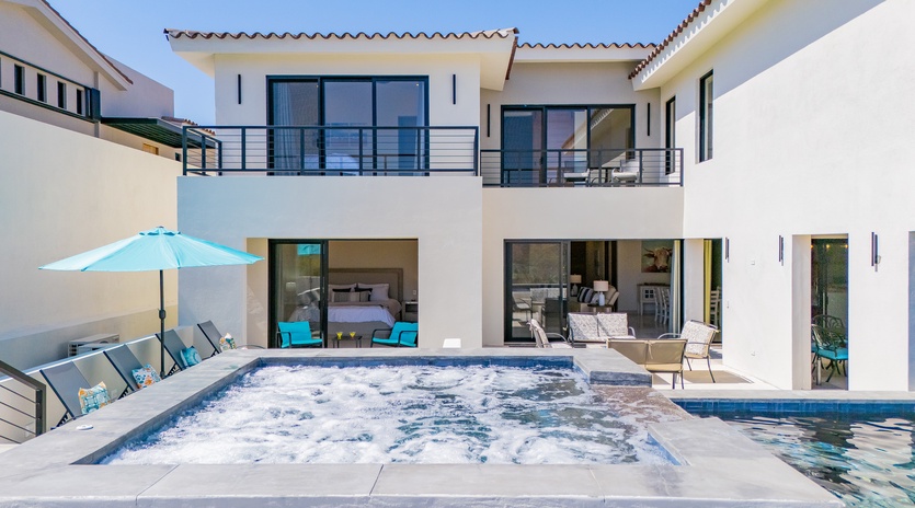 Poolside view of exterior