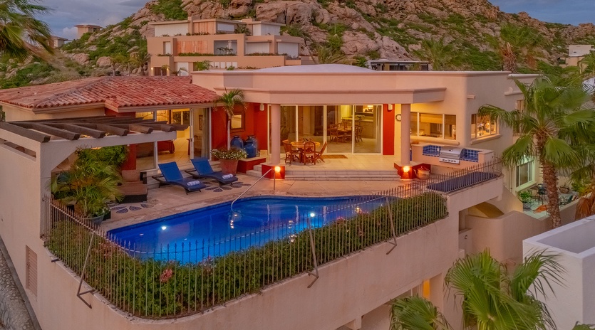 Aerial view of villa exterior