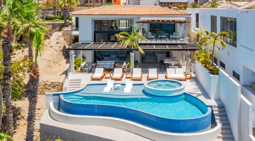 Poolside view of exterior