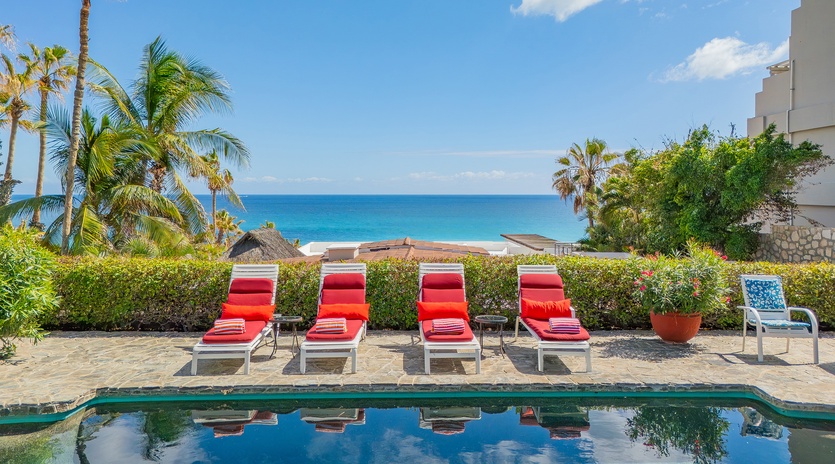 Poolside patio with incredible ocean views