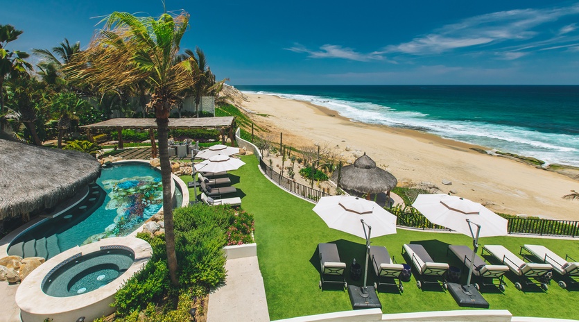 Patio with pool and beachfront
