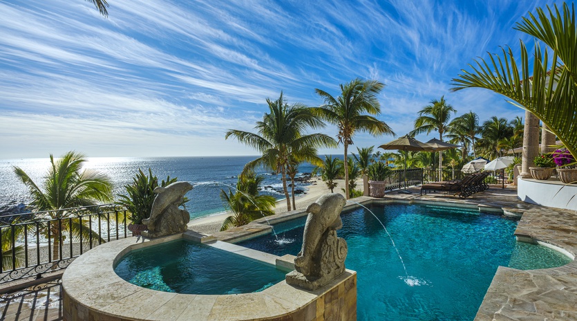 Poolside with incredible beachfront views