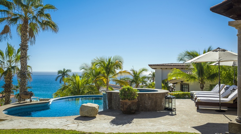 Gorgeous poolside patio with ocean views
