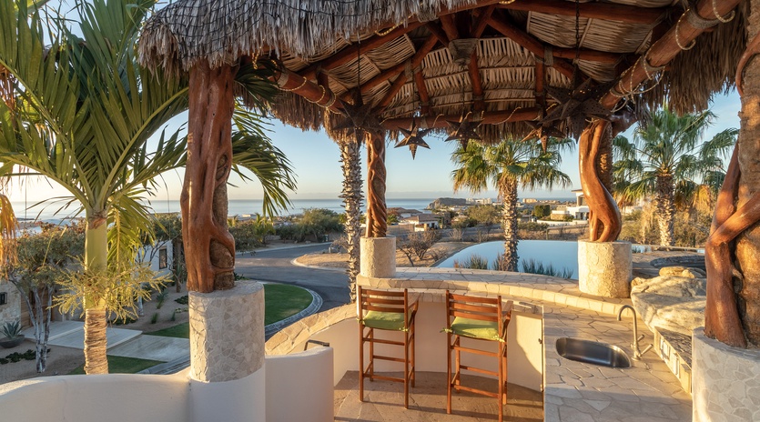 Patio bar with ocean views