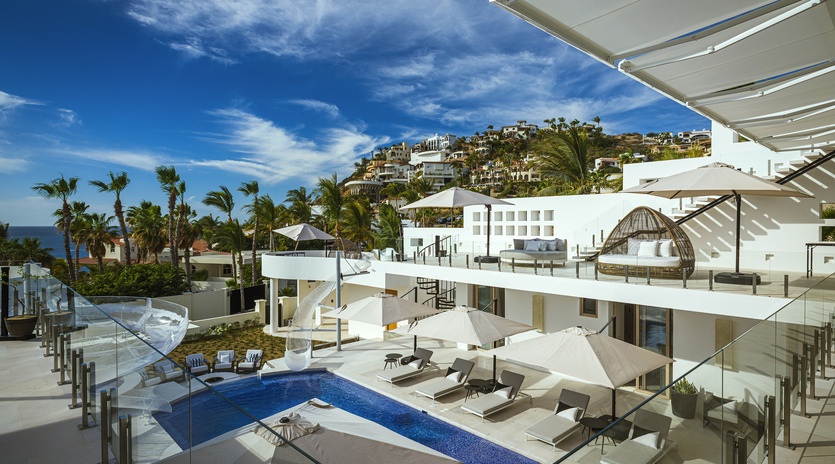 Sunny patio with ocean views