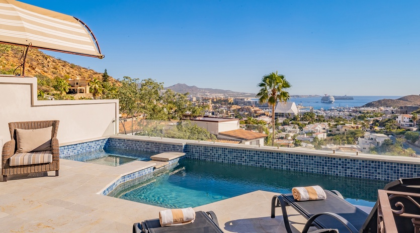Poolside patio with Cabo view