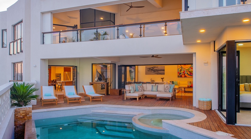 Poolside view of exterior