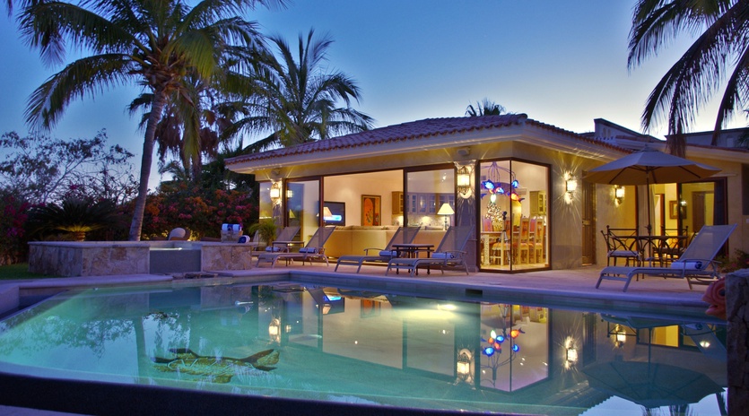 Gorgeous poolside during sunset