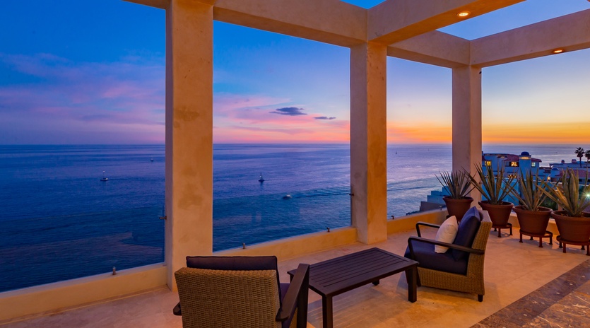 Sunset views on the Spacious outdoor terrace