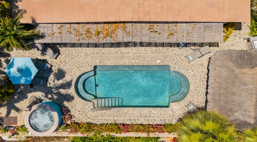 Aerial poolside view