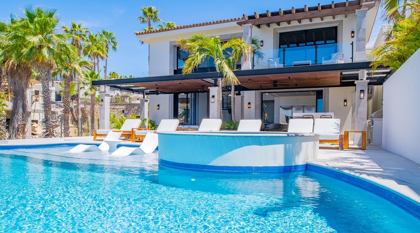 Poolside view of exterior