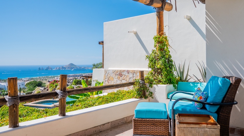 Terrace seating with ocean views
