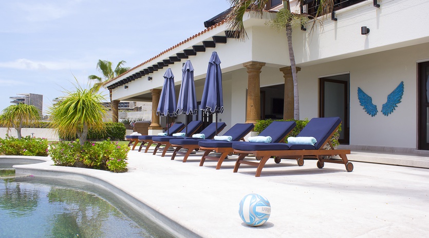 Poolside with lounge chairs