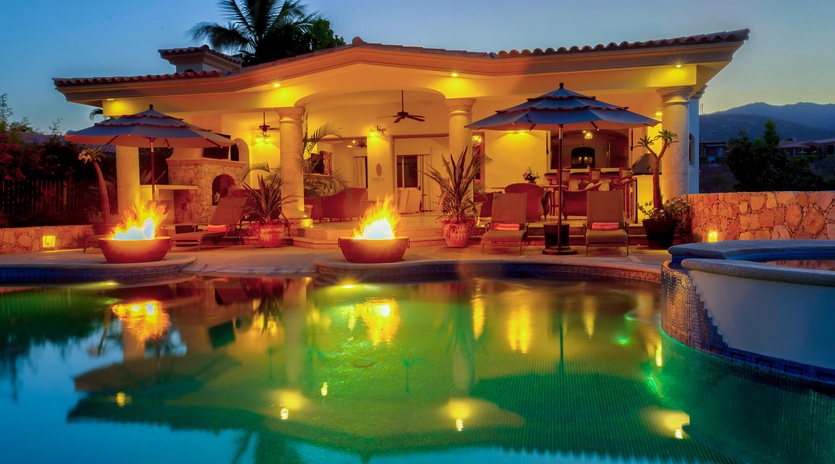 Poolside view of villa