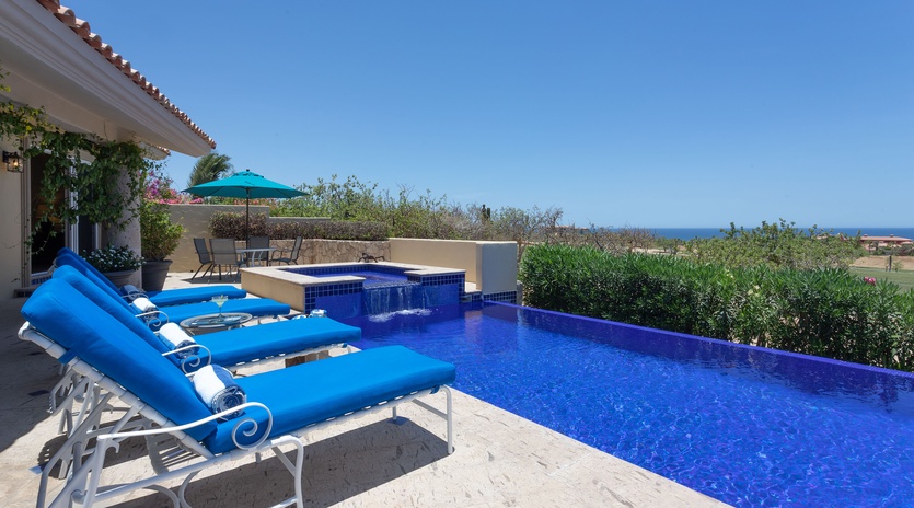 Sunny patio with ocean view
