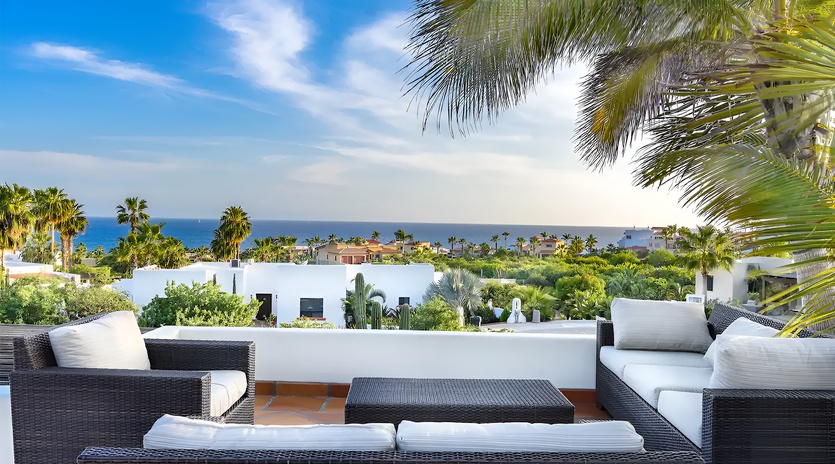 Ocean views from the inviting seating area