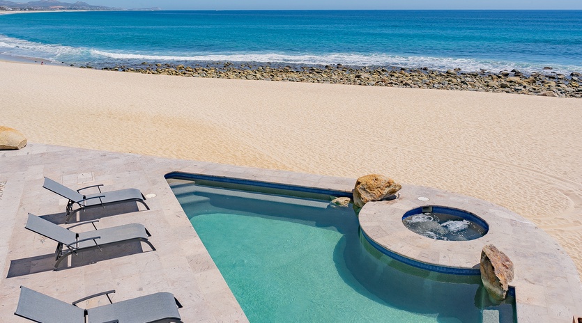 Beachfront views by the pool