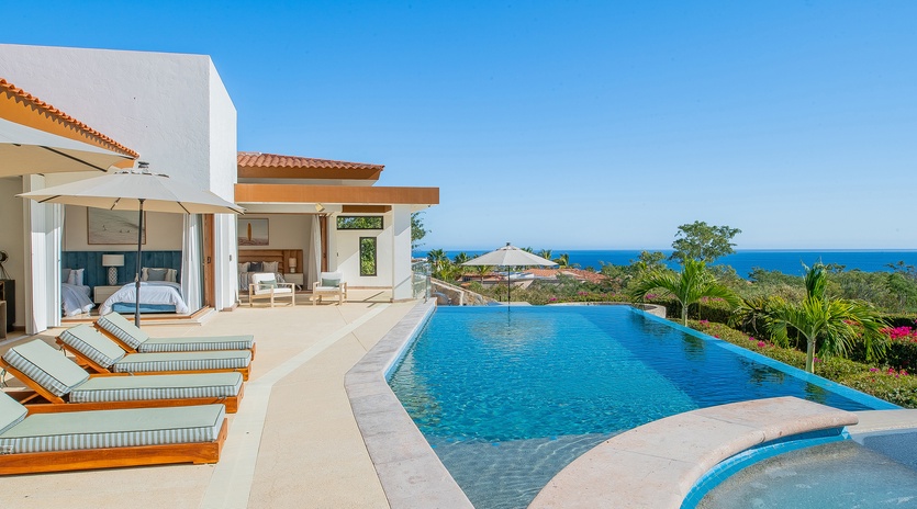 Gorgeous poolside patio with ocean view