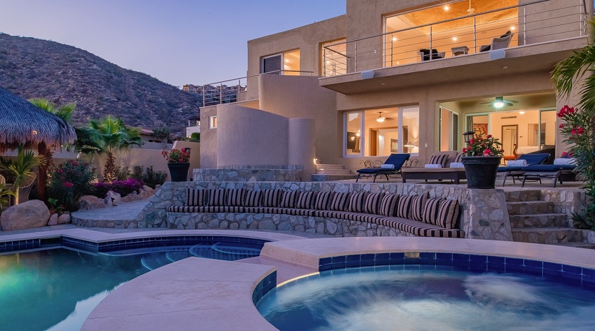 Poolside with Jacuzzi during sunset