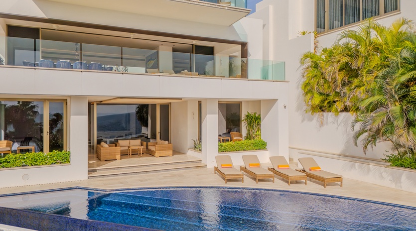 Poolside view of exterior