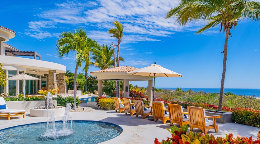 Casa Kokomo- poolside patio with ocean views and patio seating