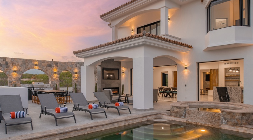 Villa view during sunset