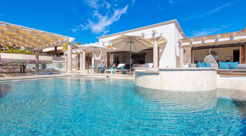 Poolside view of villa