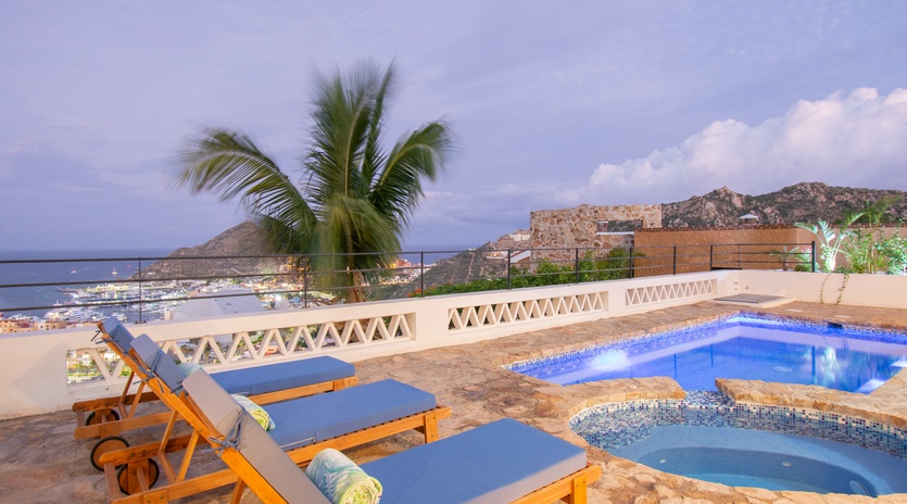 Poolside and jacuzzi with incredible ocean views