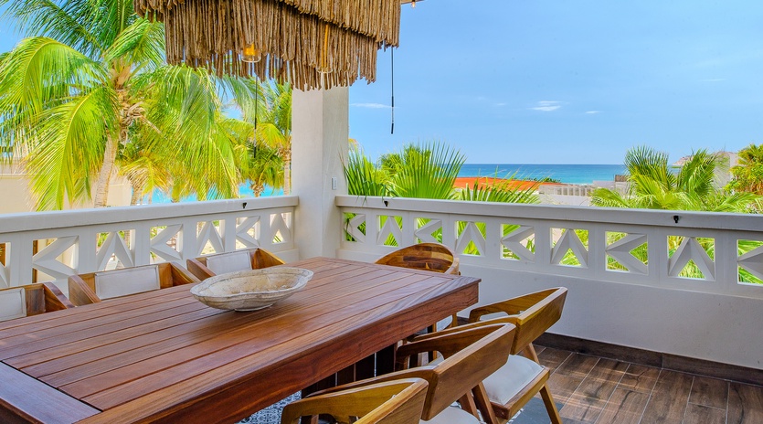 Outdoor dining with ocean views