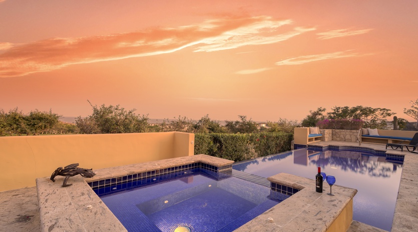 Poolside views during sunset
