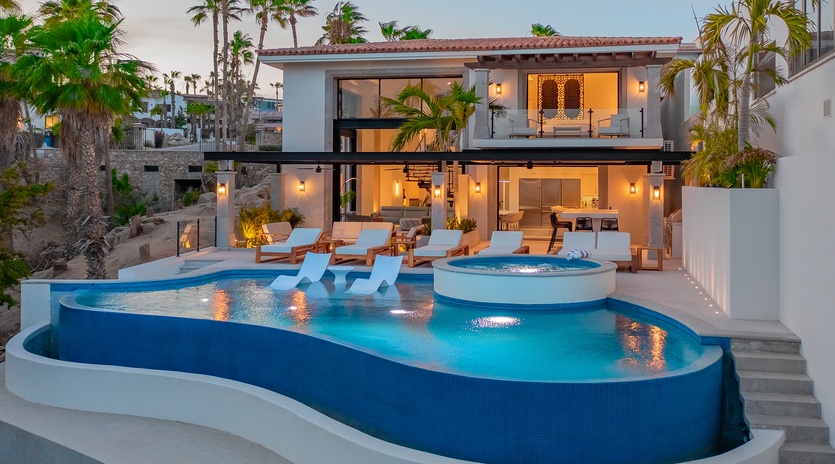 Poolside view of exterior