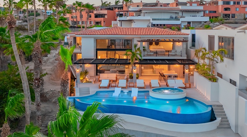 Poolside view of exterior