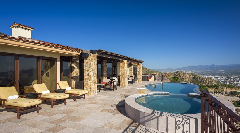 Sunny patio with ocean views
