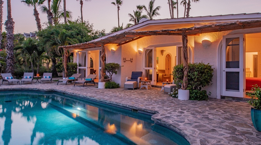 Poolside during sunset