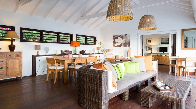 Living Room at WV BOU, Pointe Milou, St. Barthelemy