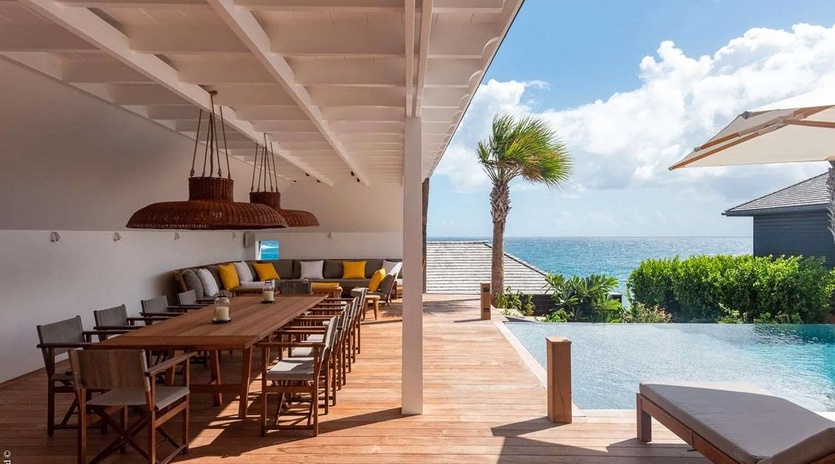 Dine al fresco beneath soaring ceilings as tropical breezes drift through this stunning covered terrace. Your private infinity pool and endless ocean views create the perfect backdrop for unforgettable island moments.