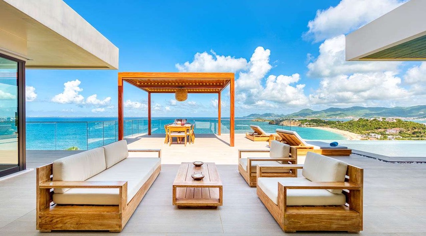 Patio at PIE AMA, Hillside/Baie Rouge, St. Martin