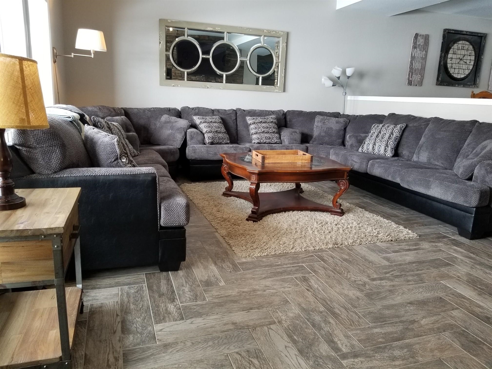 Spacious Living Room with Fireplace