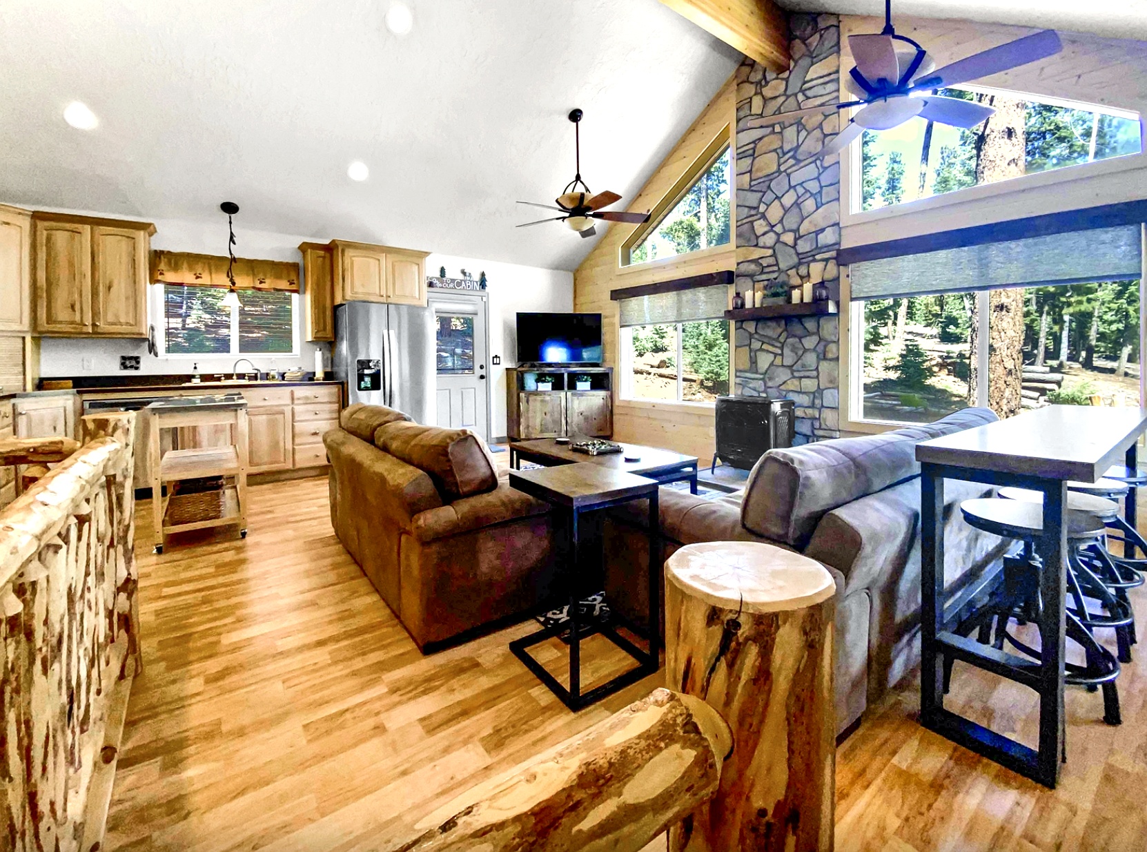 Mellow Meadows | Duck Creek Cabin | Fireplace | Forest Views