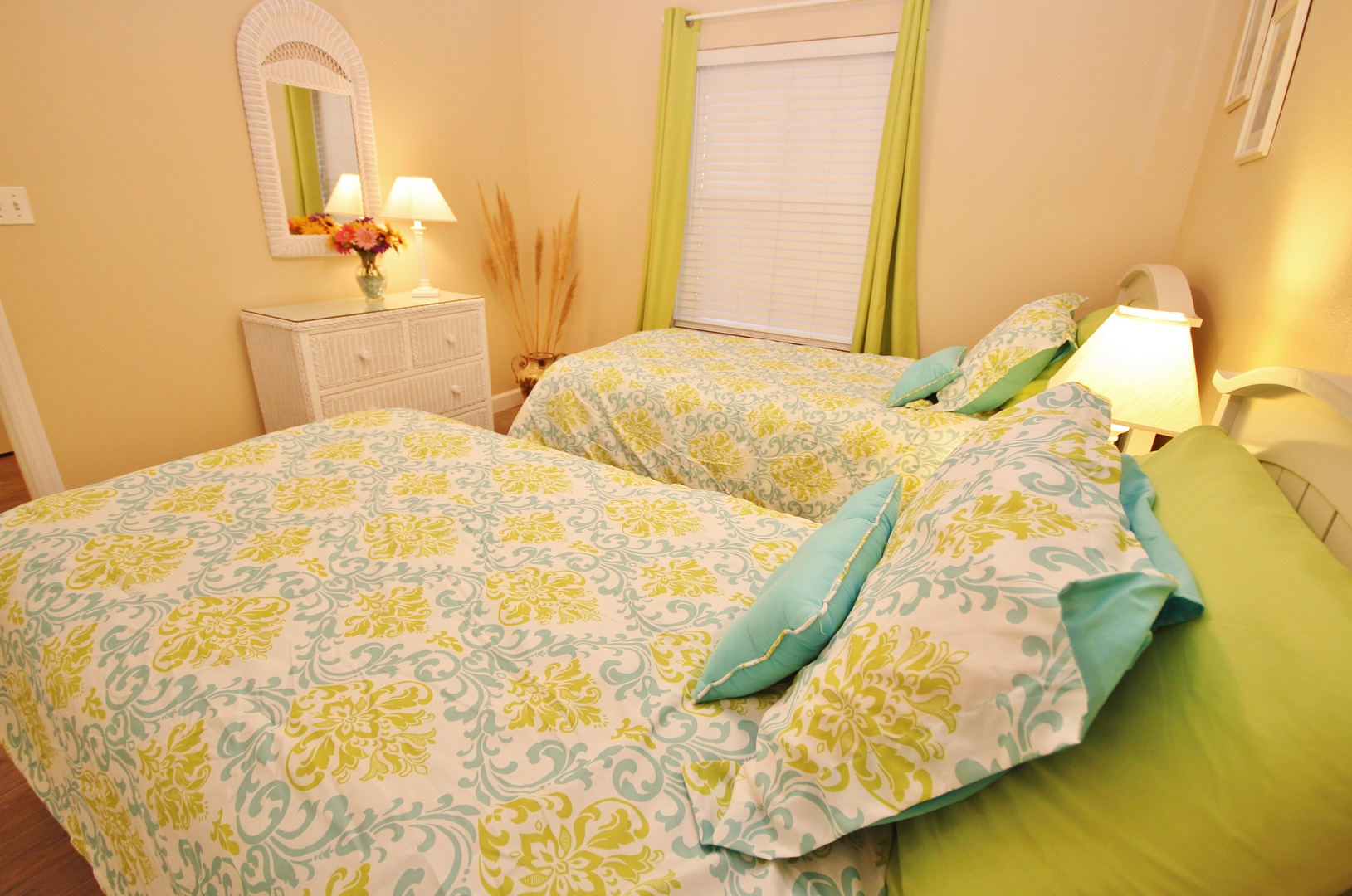 Green hues in second bedroom