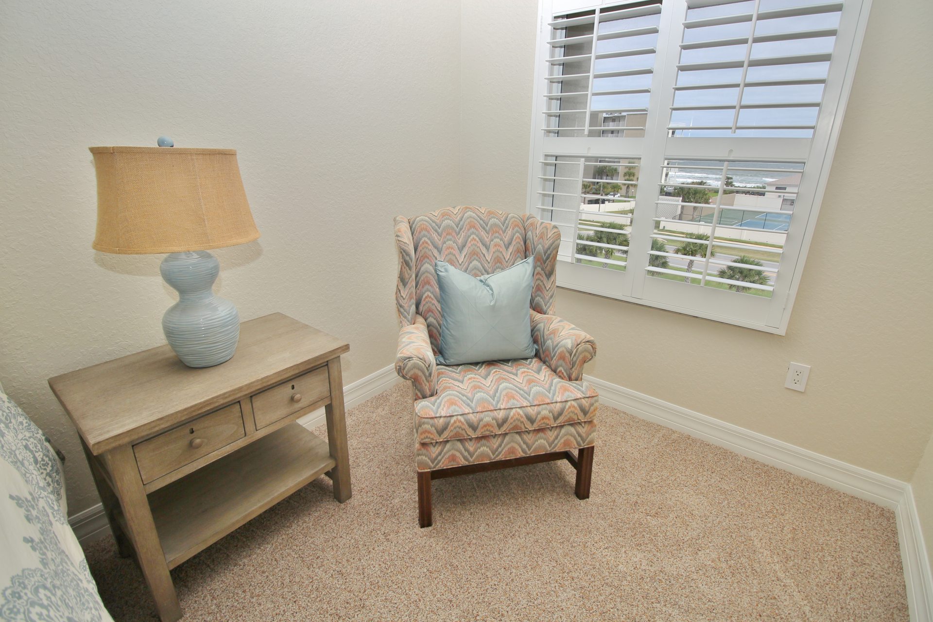 Seating area in primary bedroom