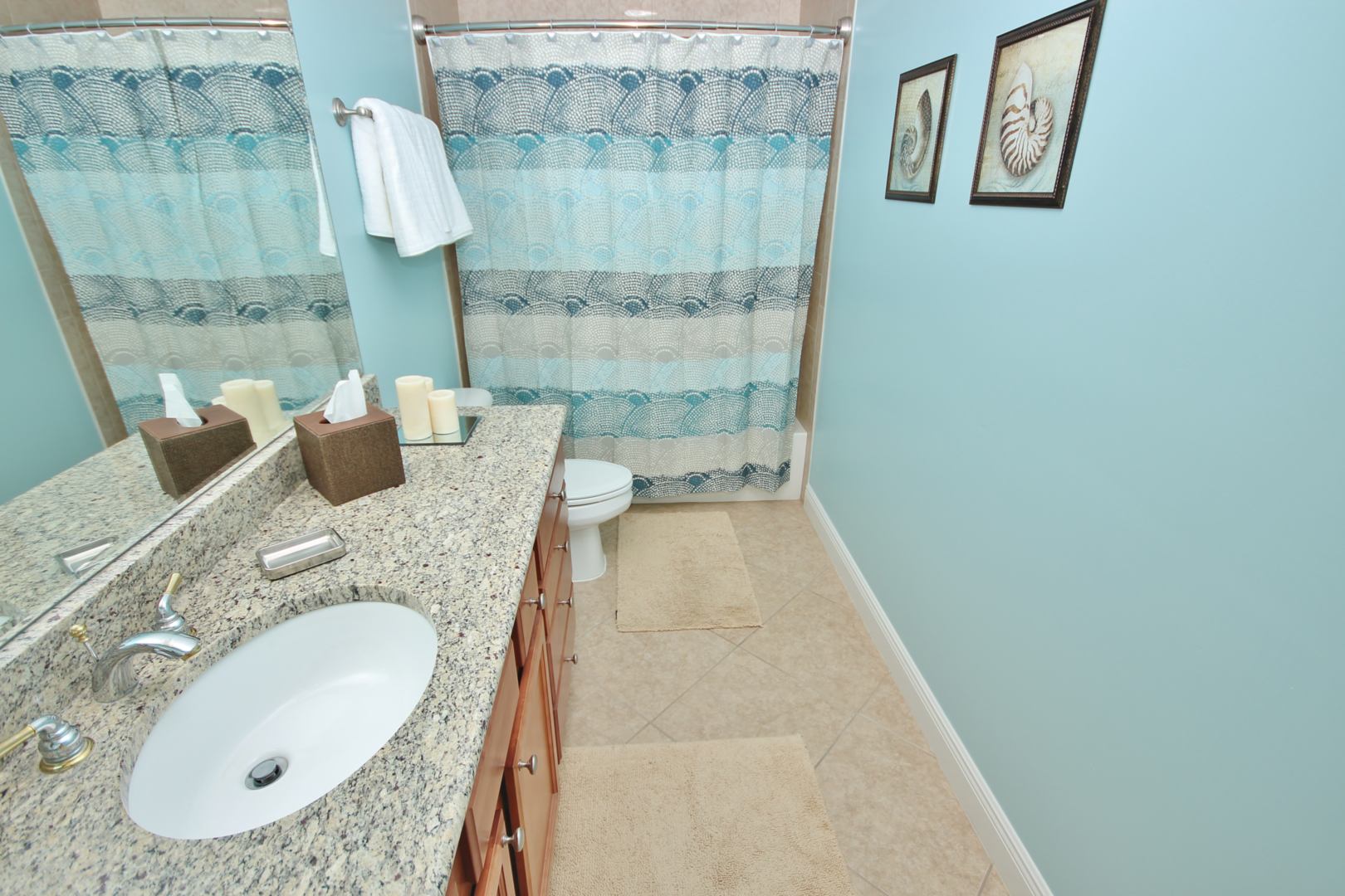 Look at that counterspace in the bathroom!