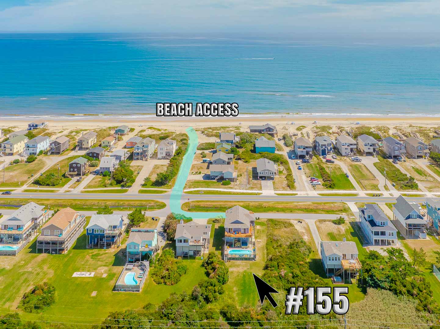 Aerial of 155 | Here Comes The Sun & Beach Access