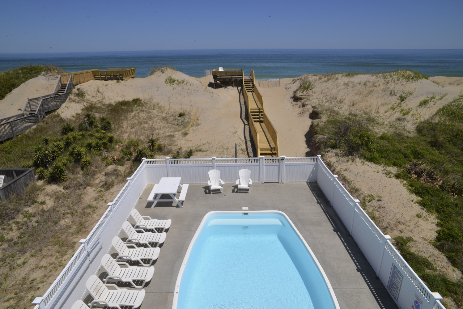 Top Level View of Pool & Beach Walkway