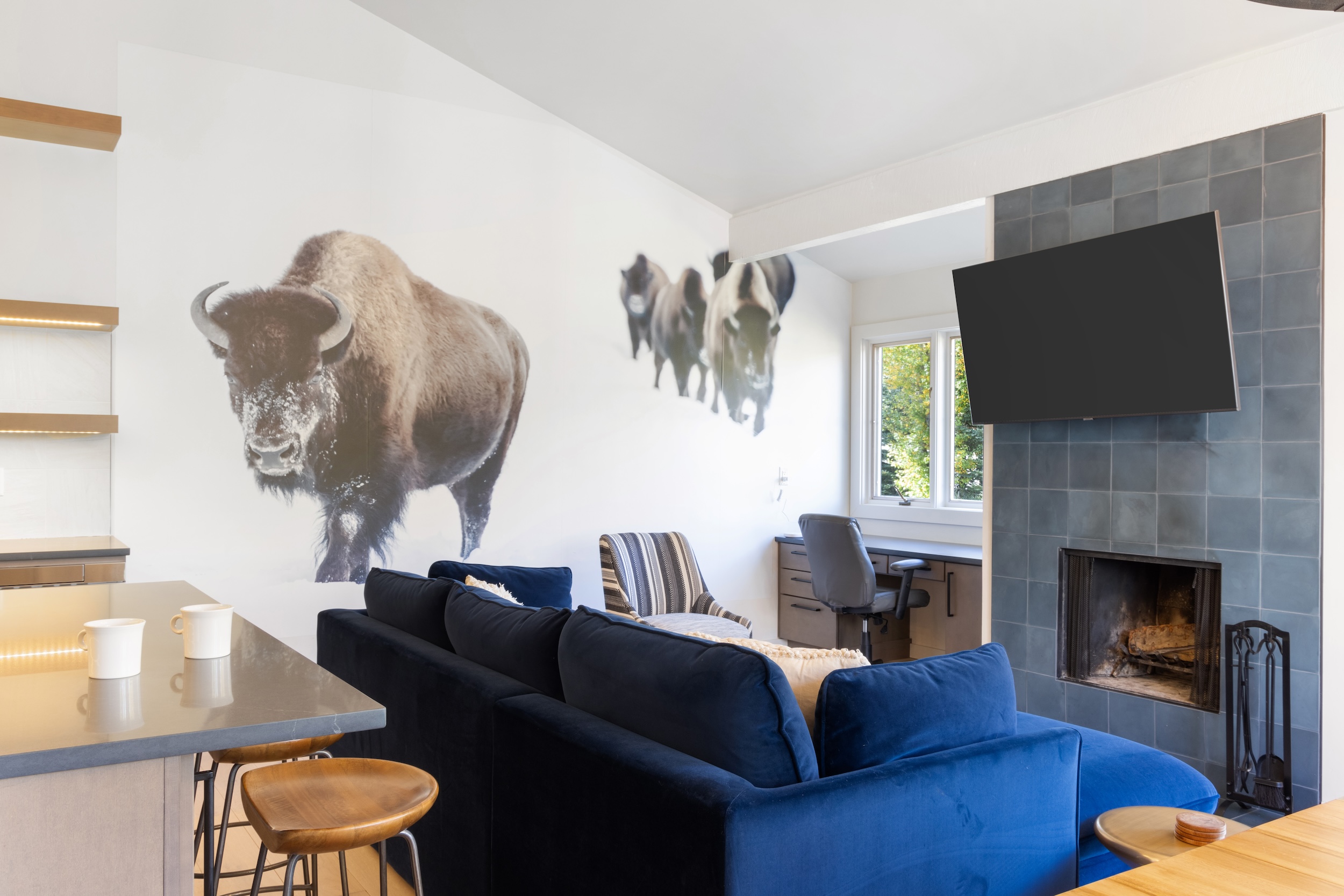 Living Room - Fireplace is not for guest use.