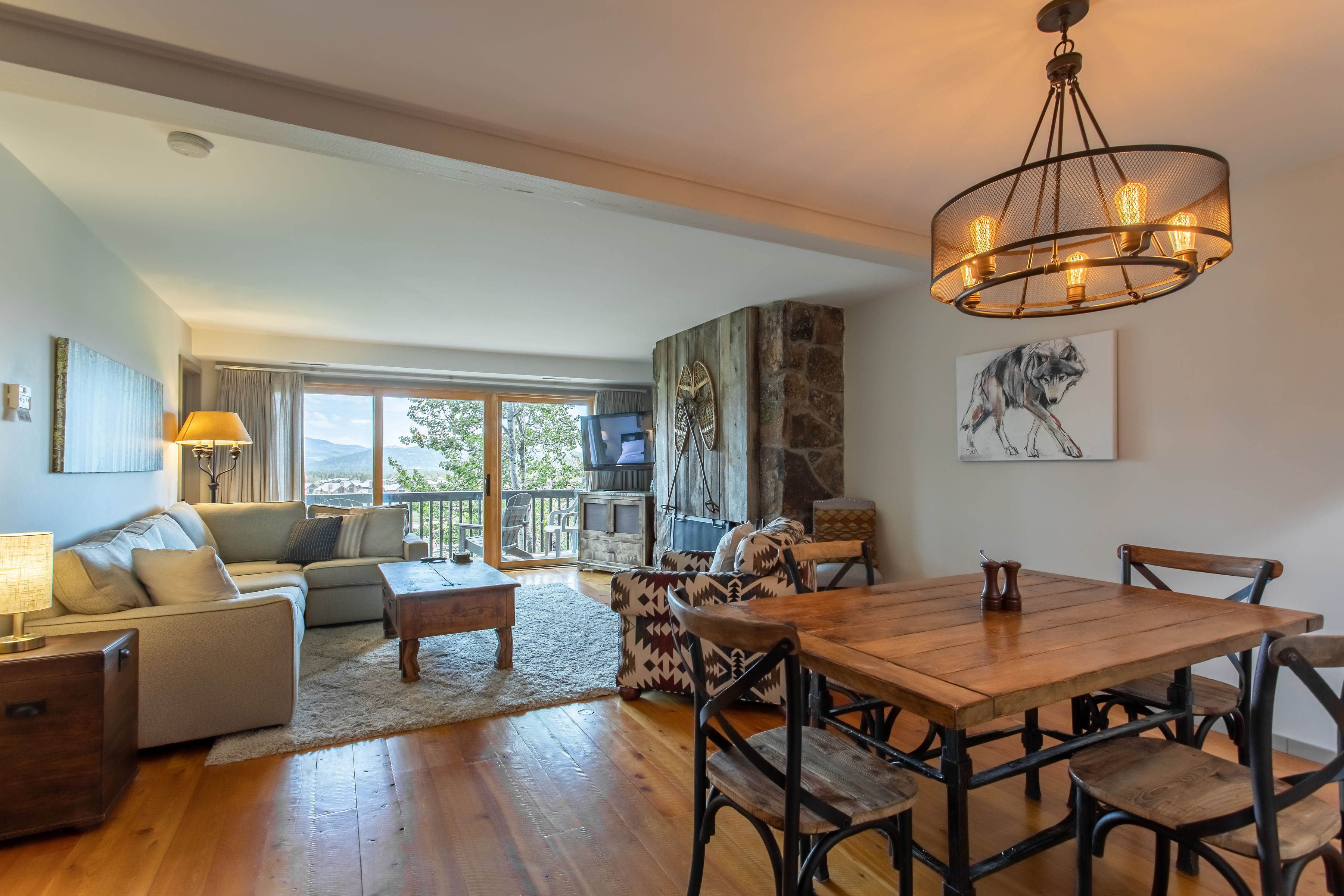 Living room and dining area